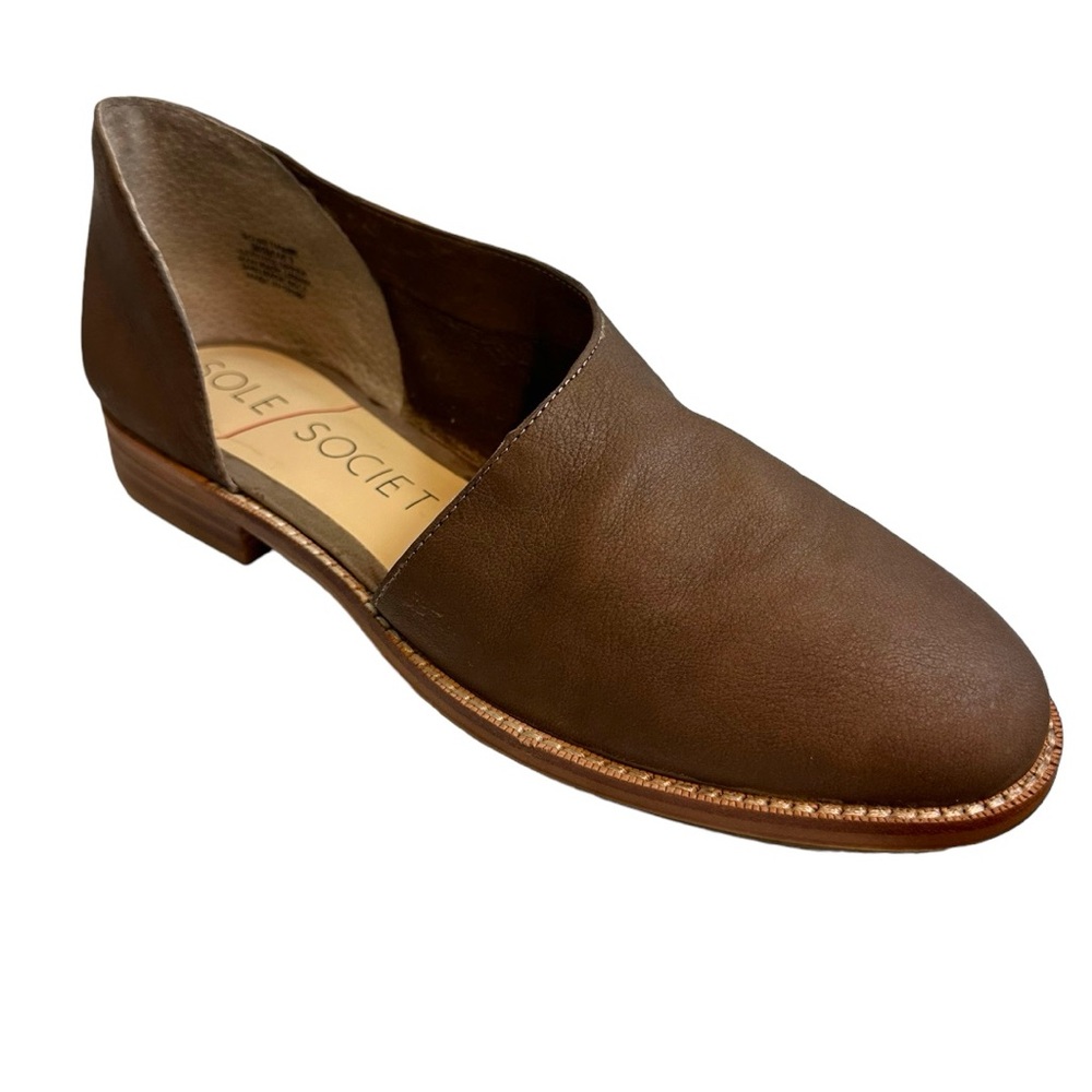 Sole Society Soft Leather Loafers Flats Brown Women’s Size 9.5 Open Sides